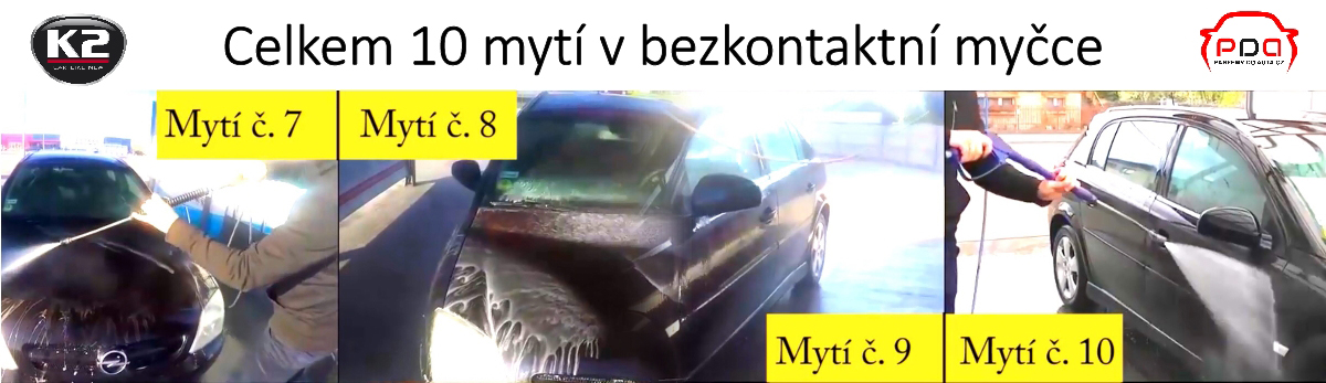 deset mytí v bezkontaktní myčce - test odolnosti synetetického vosku Quantum K2 proti práškovému mytí